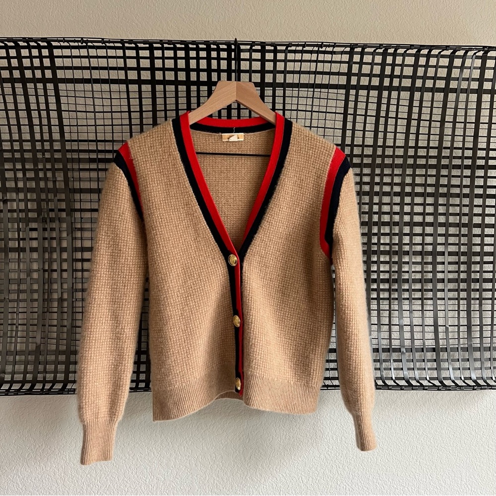 J. Crew cashmere waffle knit cardigan sweater